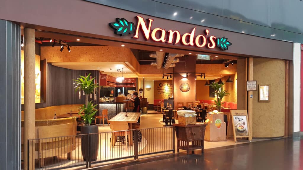 Nando's is an international casual dining restaurant chain originating in South Africa. Founded in 1987, Nando's operates about 1,000 outlets in 30 countries.