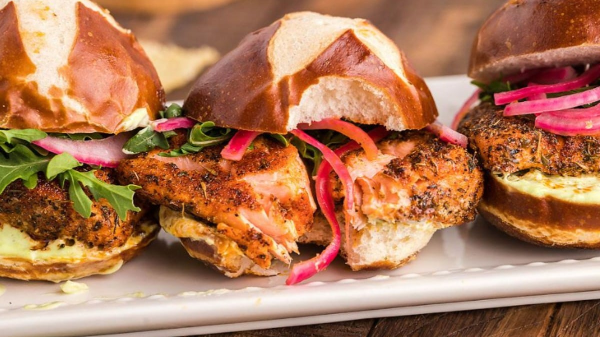 Smoked Blackened Salmon Sliders