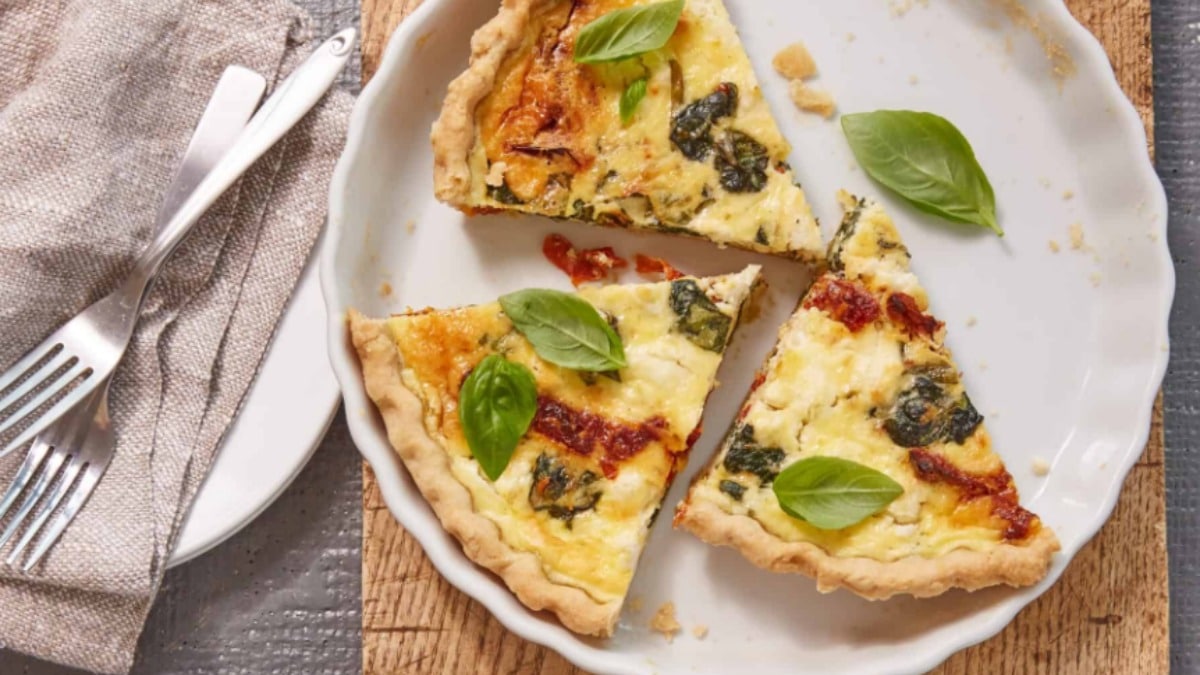 Sun Dried Tomato Quiche With Spinach and Goat Cheese