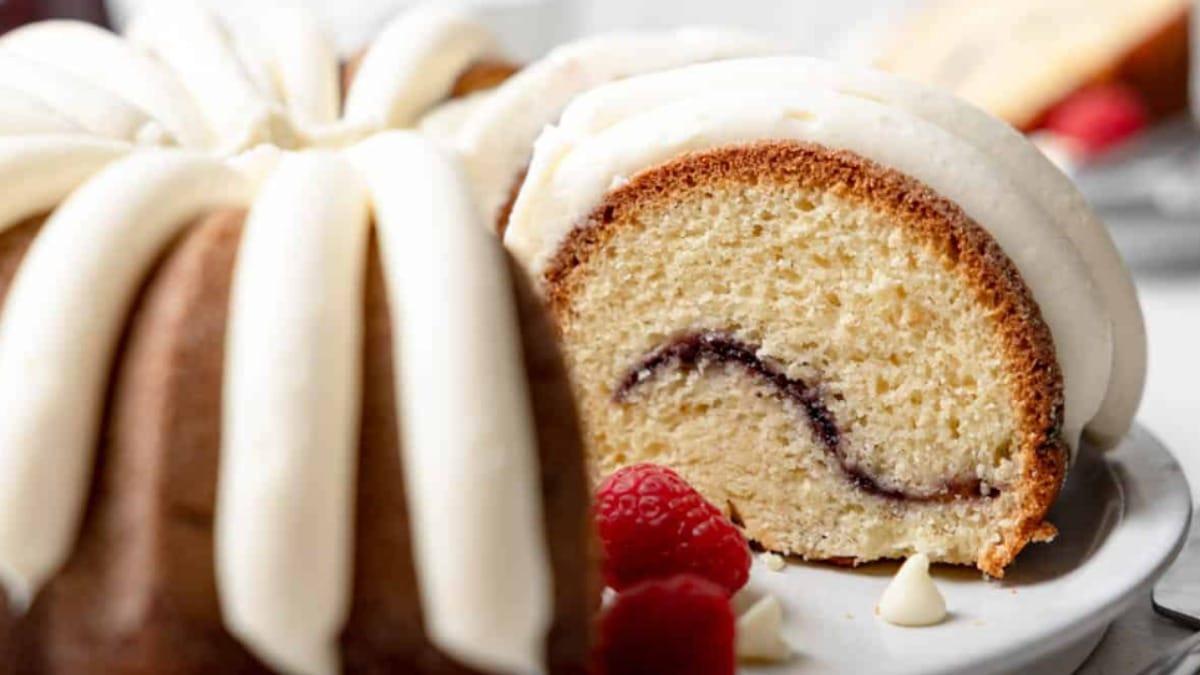 White Chocolate Raspberry Bundt Cake